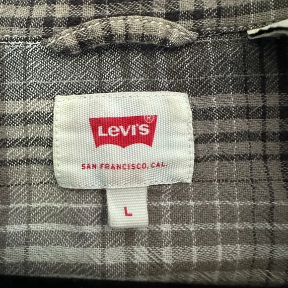 Levi's Men's Casual Plaid Shirt - Black and White - Picture 2 of 4